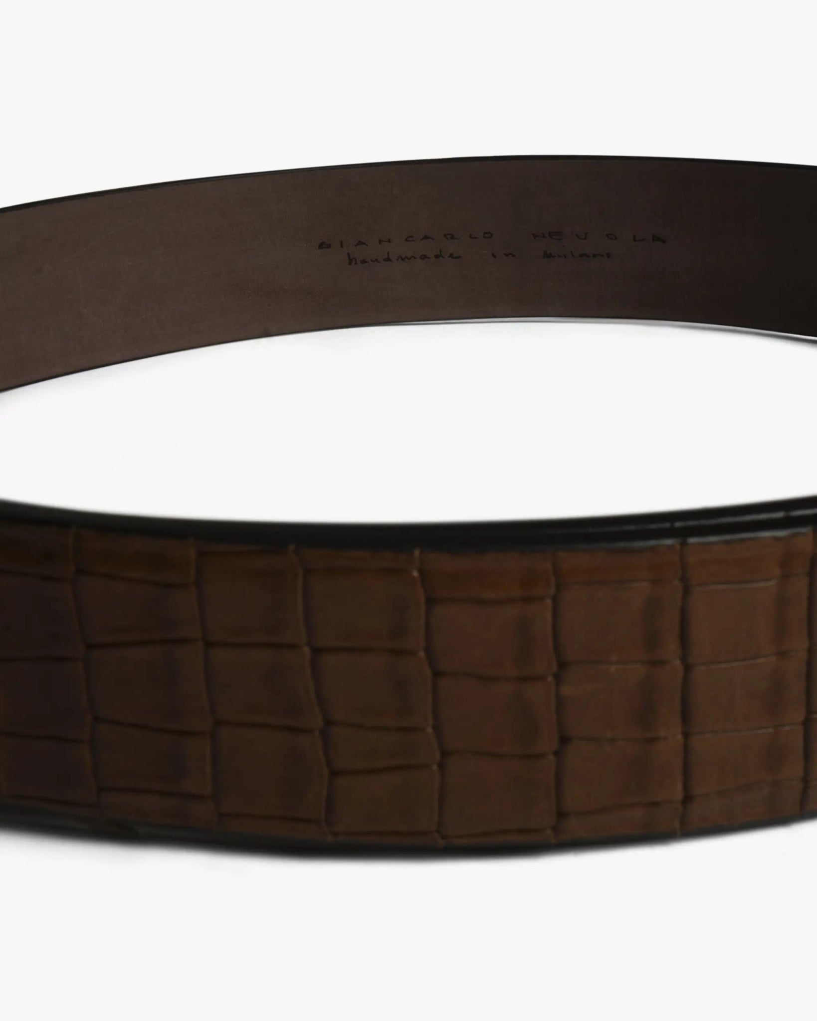 Tabak - Sterlingsilber 1.5 Inch Kalbs Nappa Krokoprägung von Reptiles House - Belts GIANCARLO NEVOL