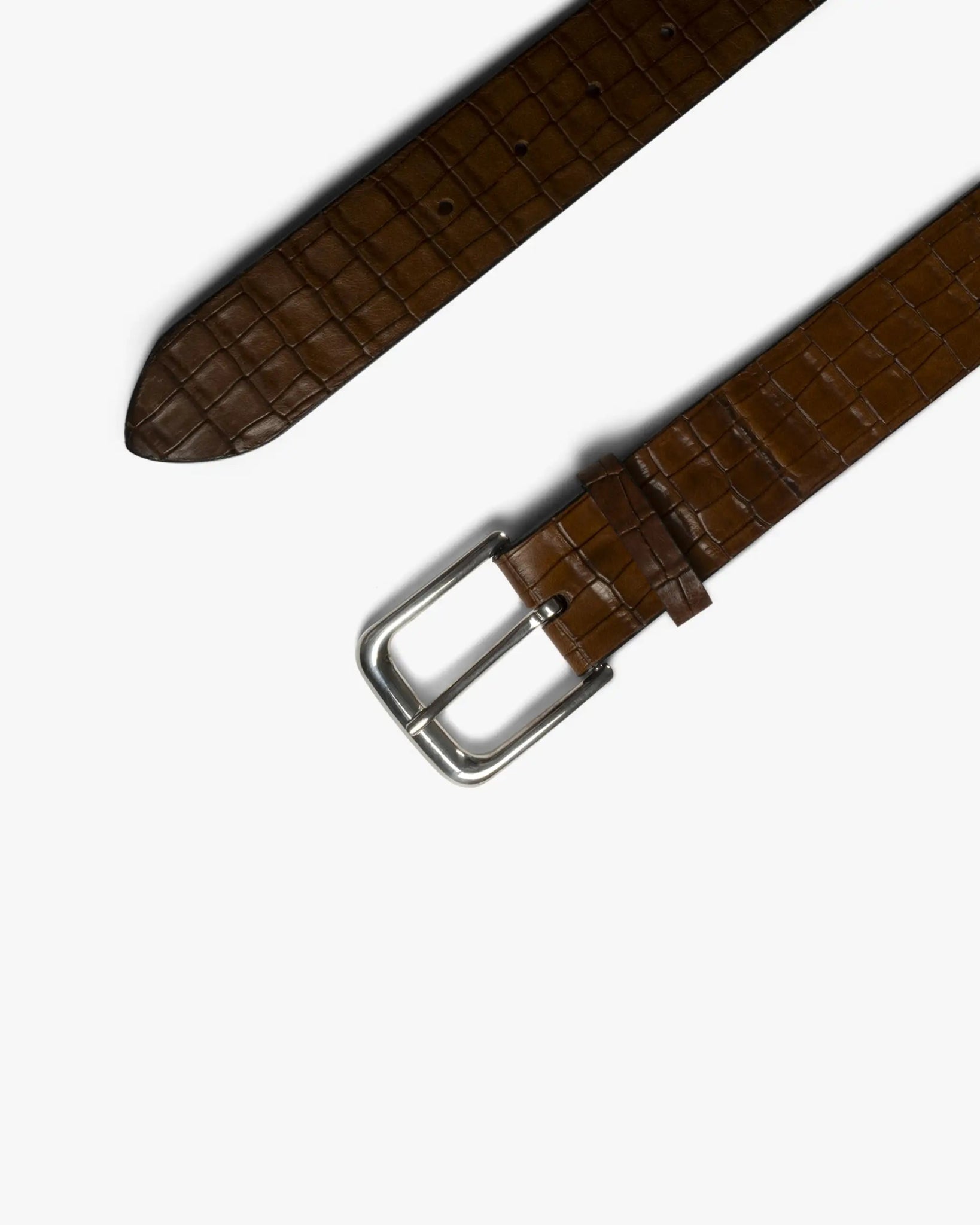 Tabak - Sterlingsilber 1.5 Inch Kalbs Nappa Krokoprägung von Reptiles House - Belts GIANCARLO NEVOL