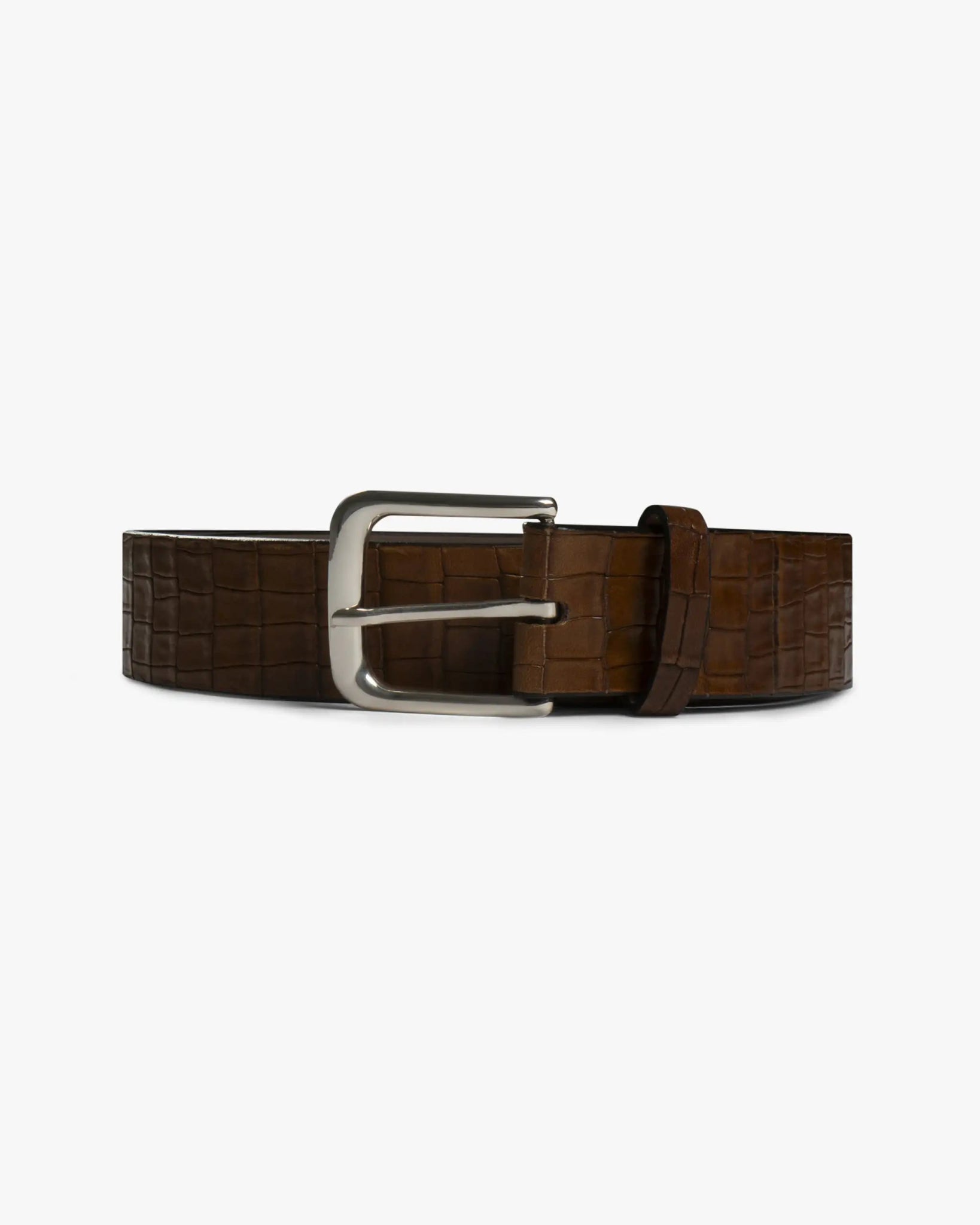 Tabak - Sterlingsilber 1.5 Inch Kalbs Nappa Krokoprägung von Reptiles House - Belts GIANCARLO NEVOL