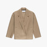 Tan Camelfarbene Gekochte Gepresste Uni Wolle Kurzjacke von Harris Wharf London - Coats & Jackets HARRIS WARF