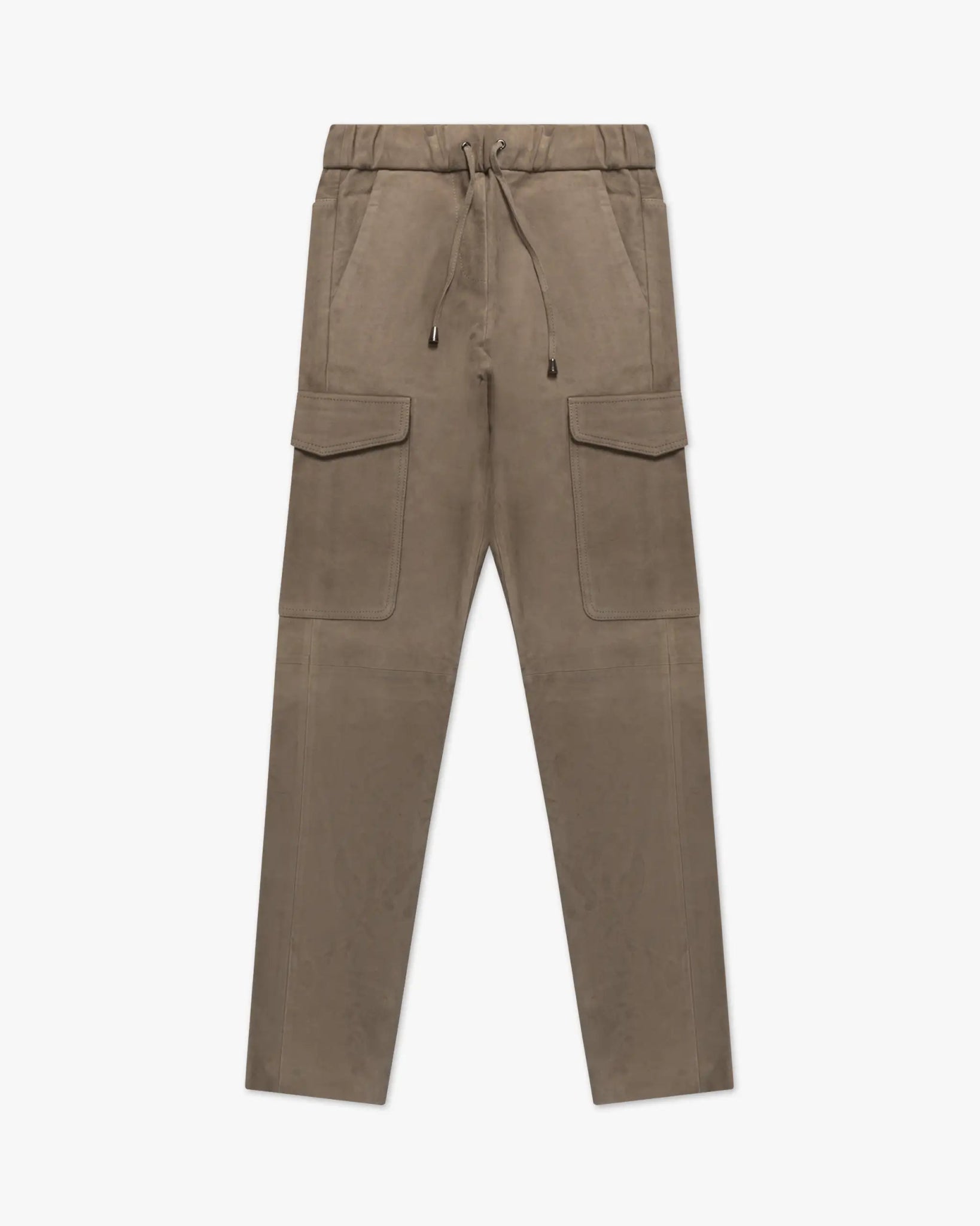 Taubenfarbene Stretchvelour Leder Cargo Hose von Novelle - Trousers NOVELLE