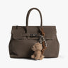 Taupefarbene Veloursledertasche mit Schmuckbesatz und Schulterriemen von Mia Bag - Accessories MIA BAGS