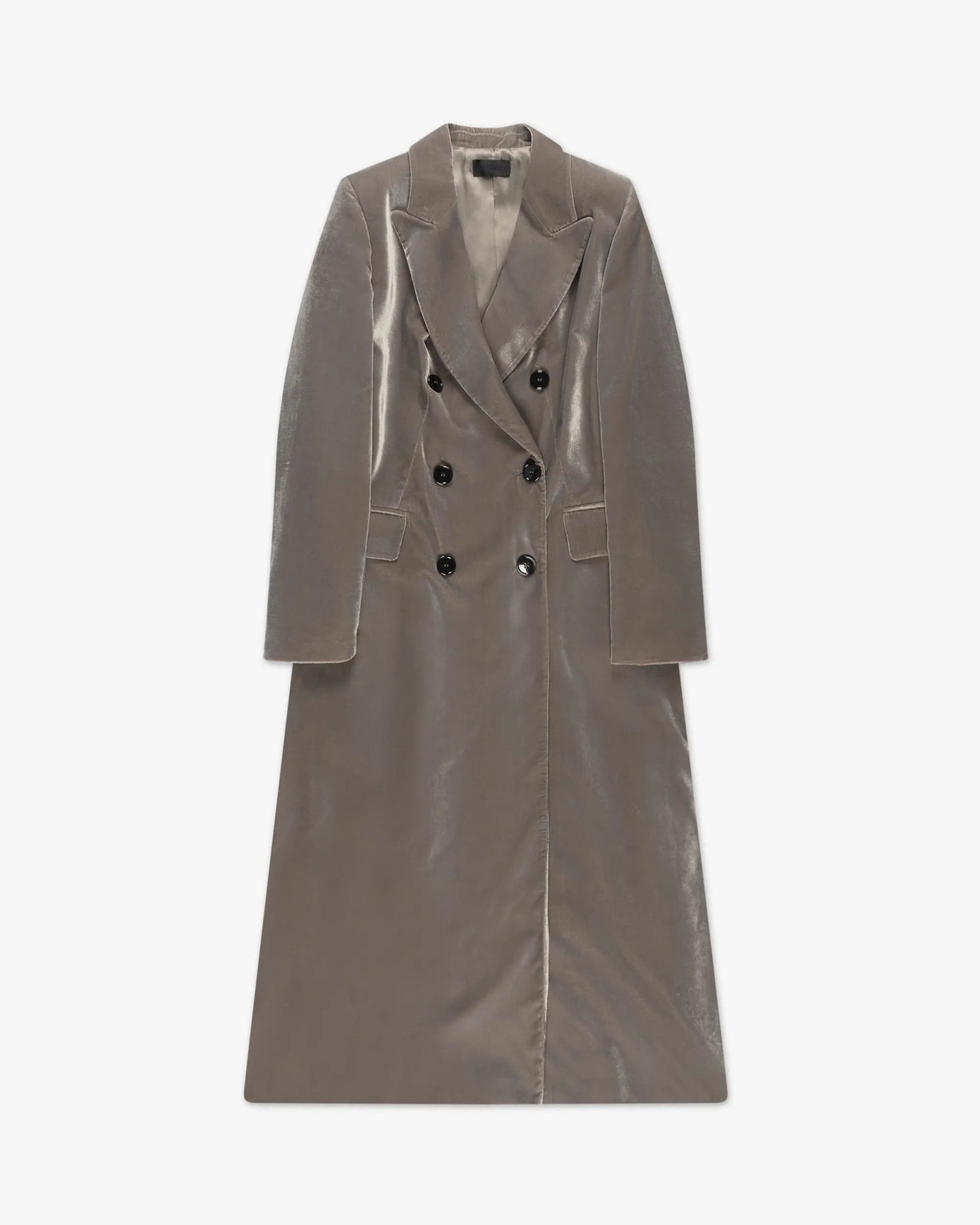 Taupefarbener Polyester Einreiher Pannesamt Coat von Black Label - Coats & Jackets F.I.TBLACKLABEL