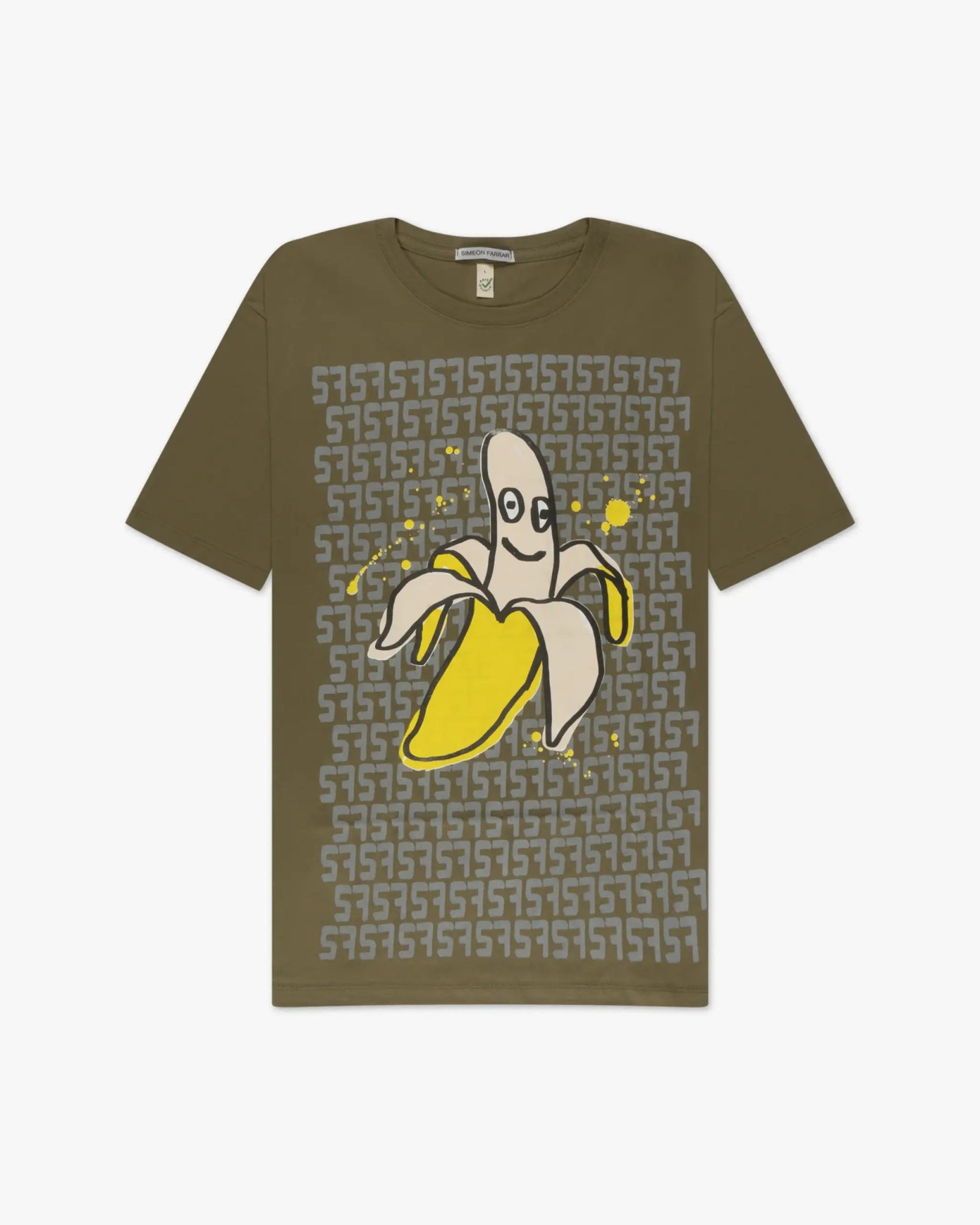 Verwaschen Khakifarbenes Klassisches T-Shirt mit Initial - Banane von Simeon Farrar - Shirts SIMEON FARRAR
