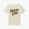 Vintage - weißes Shirt mit Statement - Print "Happy Life“ von Retro Brand - Shirts RETRO BRANDS