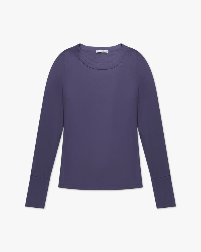 Violettes Long Sleeve Open Crew Neck T-Shirt von Michael Stars