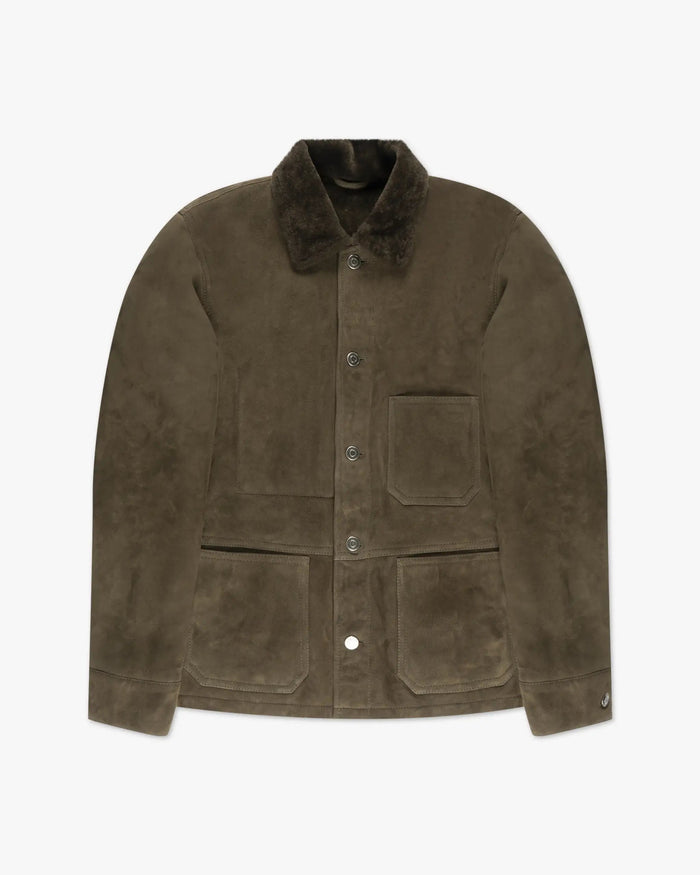 Waldgrüne Suede Leder Jacke von Giorgio Brato