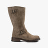 Washed Leaf Cremefarbene Mittelhohe Biker Suede Stiefel von Cordwainer - Shoes CORDWAINER