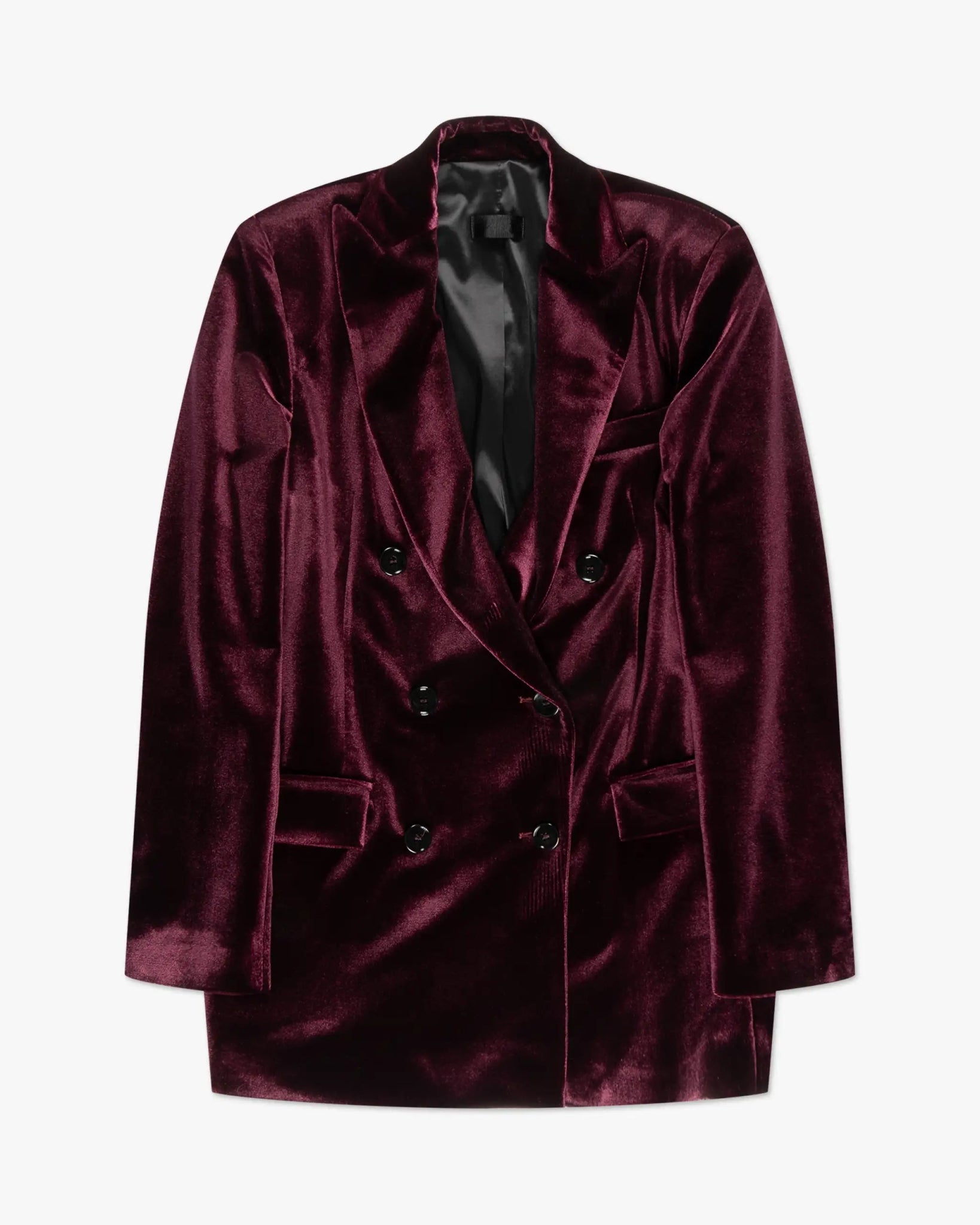 Weinfarbener Zweireiher Stretch Panne Samt Blazer von Black Label - Blazers F.I.TBLACKLABEL