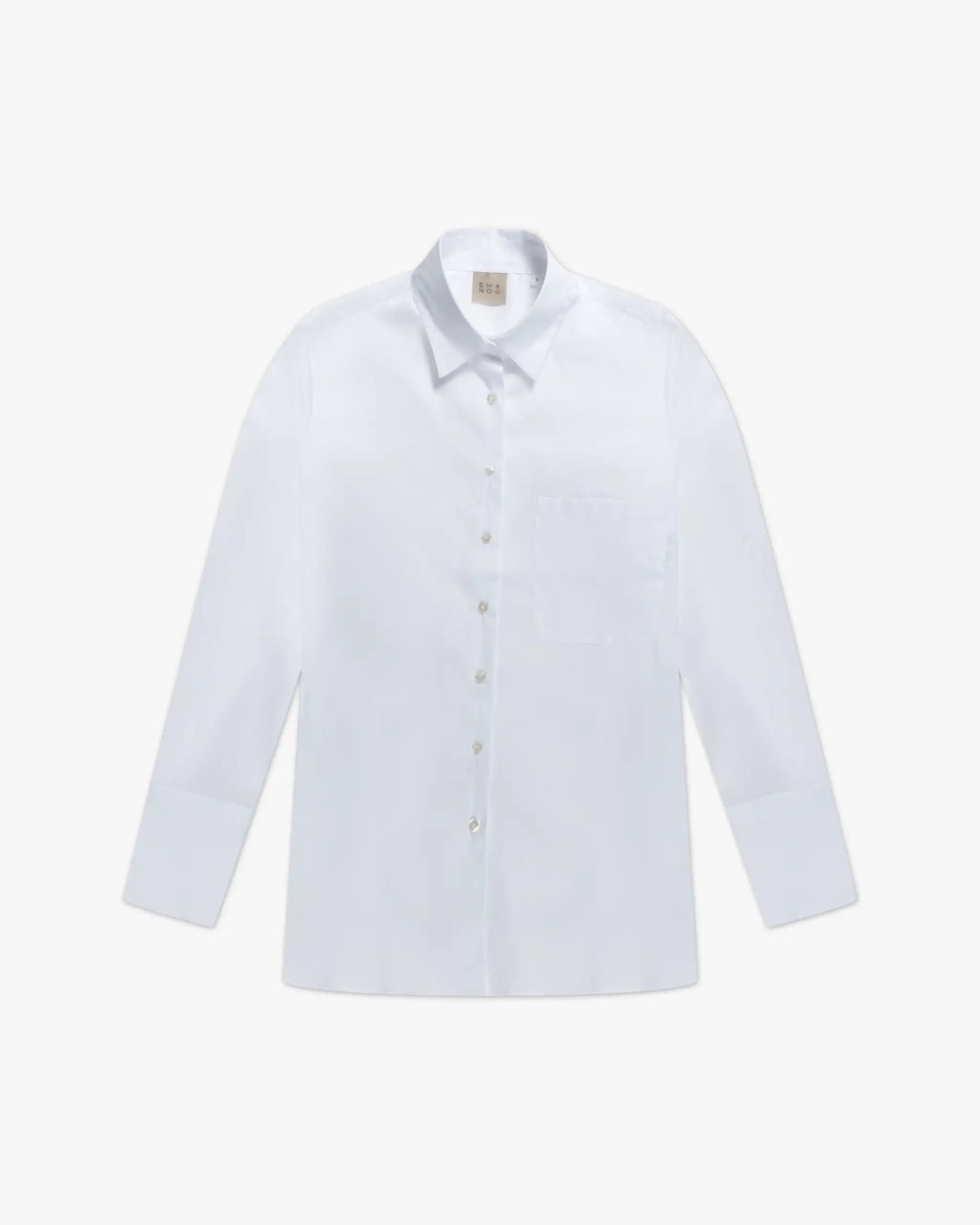 Weiße Baumwolle Stretch Classic Bluse Mit Brusttasche von Emanou - Blouses EMANOU