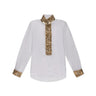 Weiße Goldene Dekorierte Leinenbluse von Dassios - Blouses DASSIOS