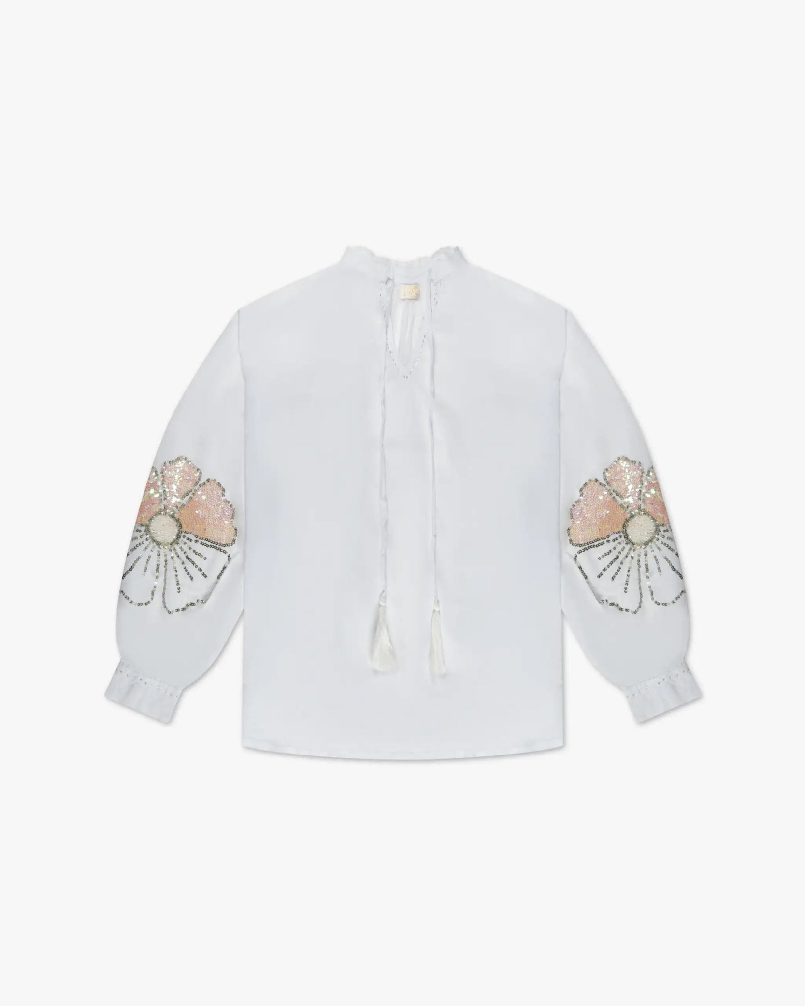 Weiße V - Glamour Bluse mit Paillettenbesatz von Salty Skin - Blouses SALTY SKIN