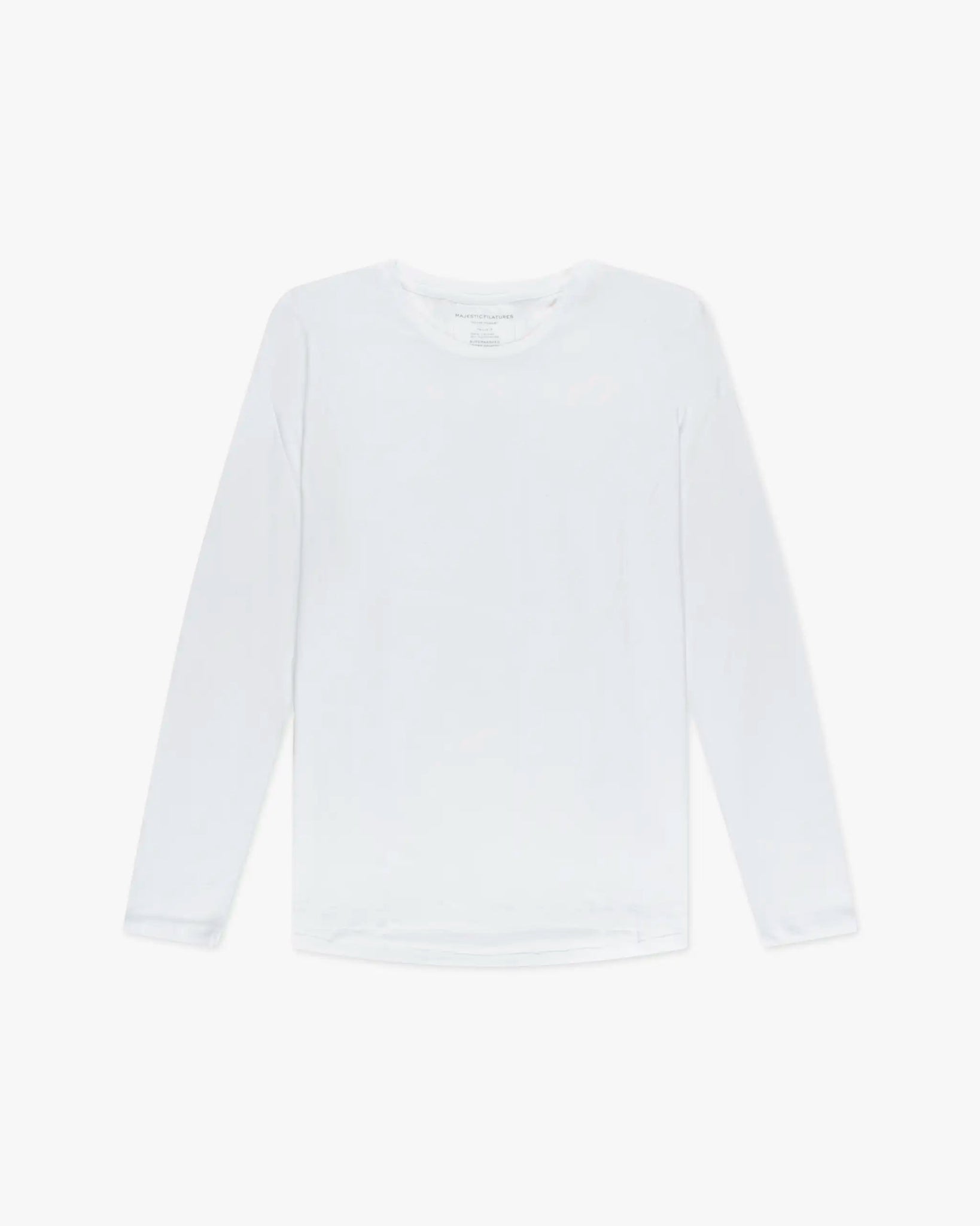 Weißes Kellerfalten Langarm Rundhals Shirt von Majestic Filatures Deluxe - Shirts MAJESTIC