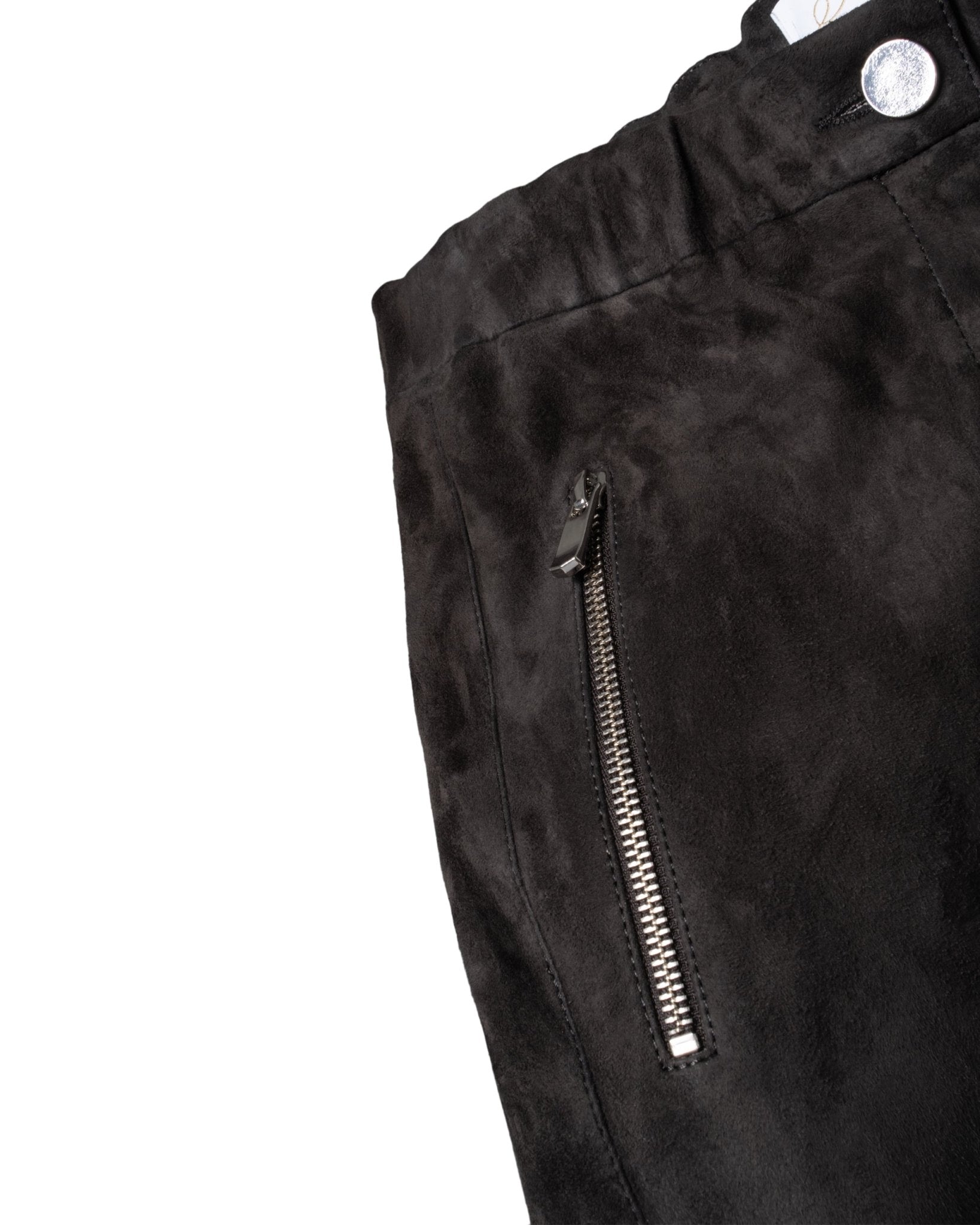 WHITE T | SUEDE - STRETCH LEATHER BIKER PANTS - Trousers WHITET