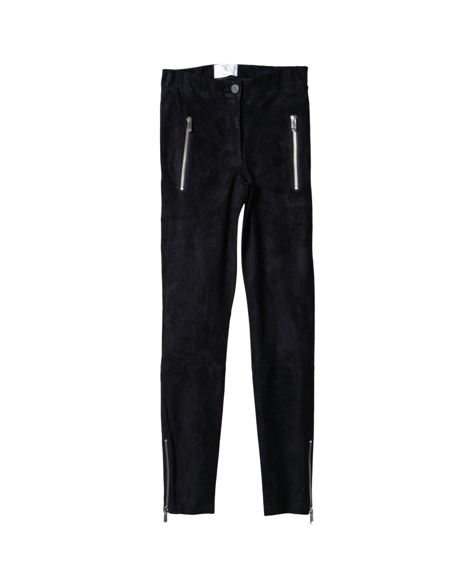WHITE T | SUEDE - STRETCH LEATHER BIKER PANTS - Trousers WHITET