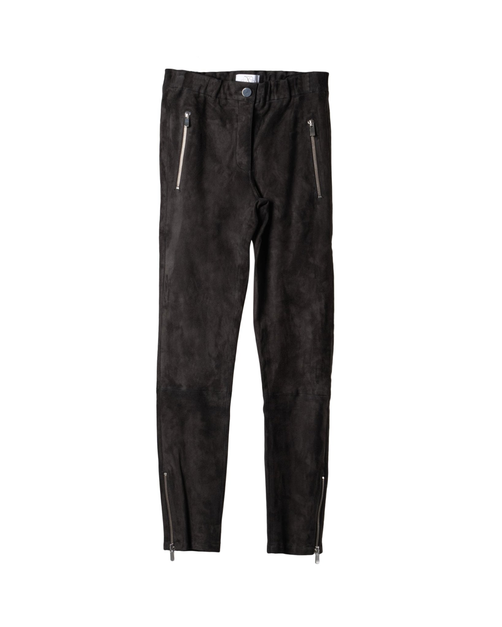 WHITE T | SUEDE - STRETCH LEATHER BIKER PANTS - Trousers WHITET