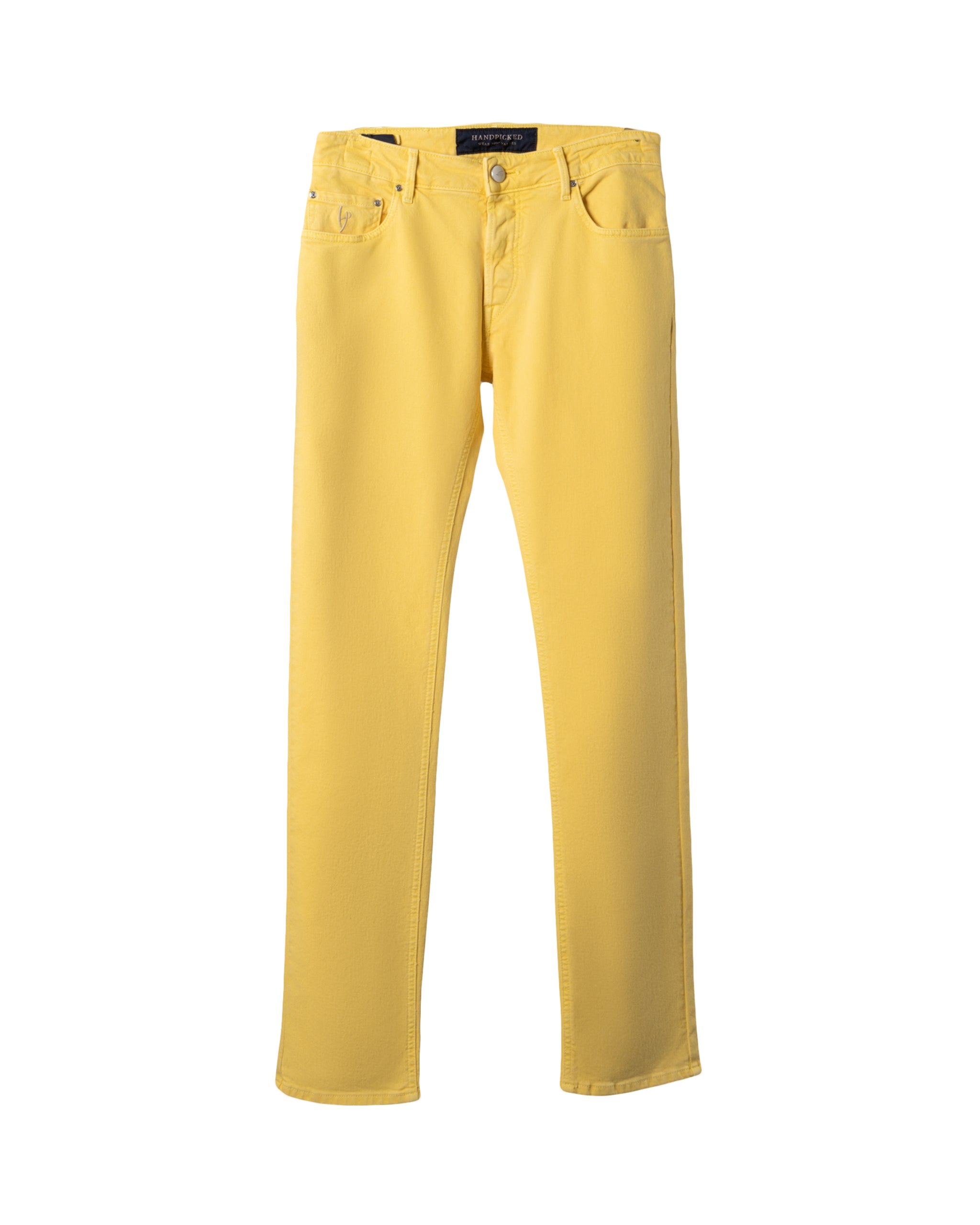 RAVELLO BLUE LEATHER PATCH PANTS