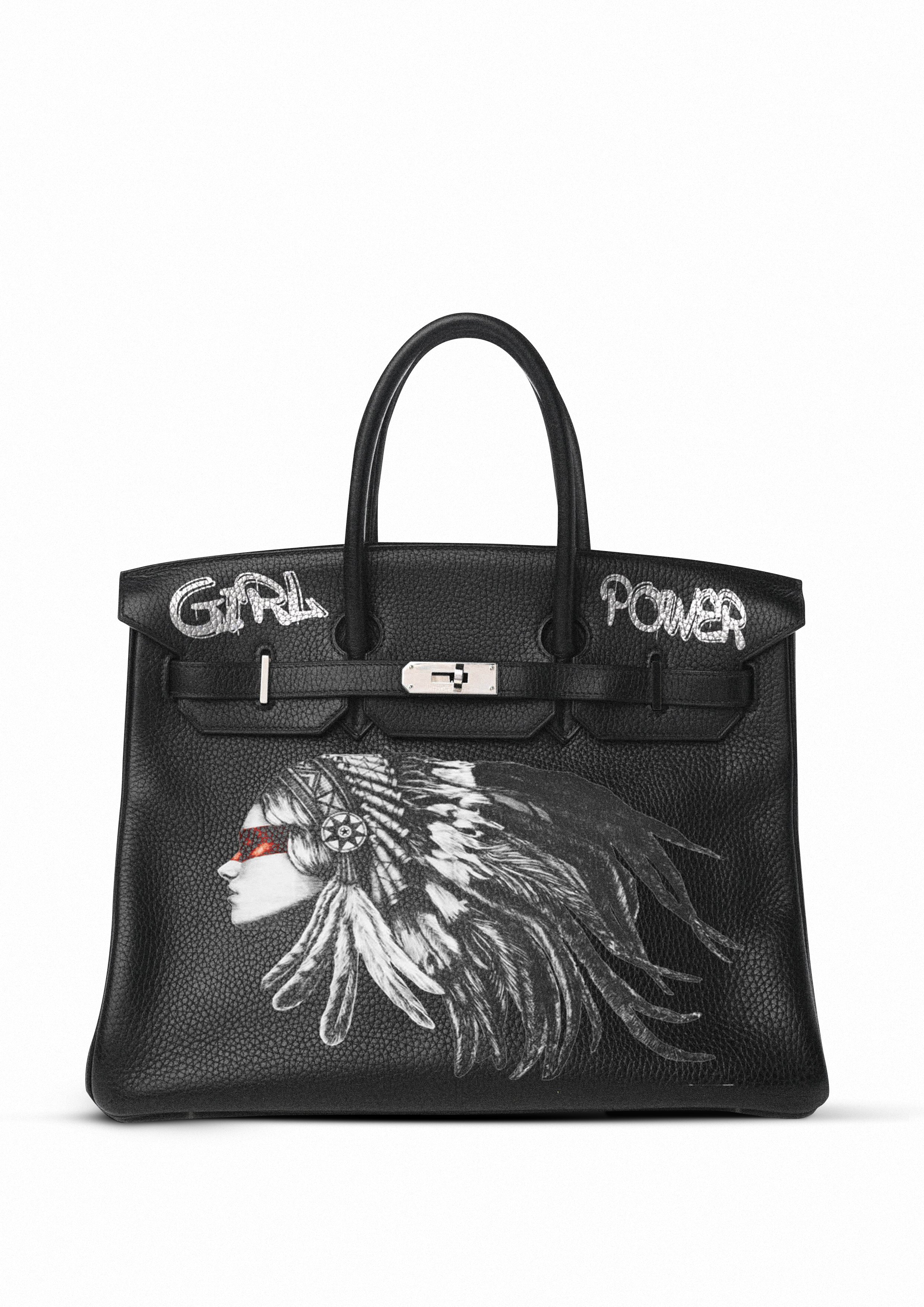 35 INCH HERMES BIRKIN GIRL POWER BLACK