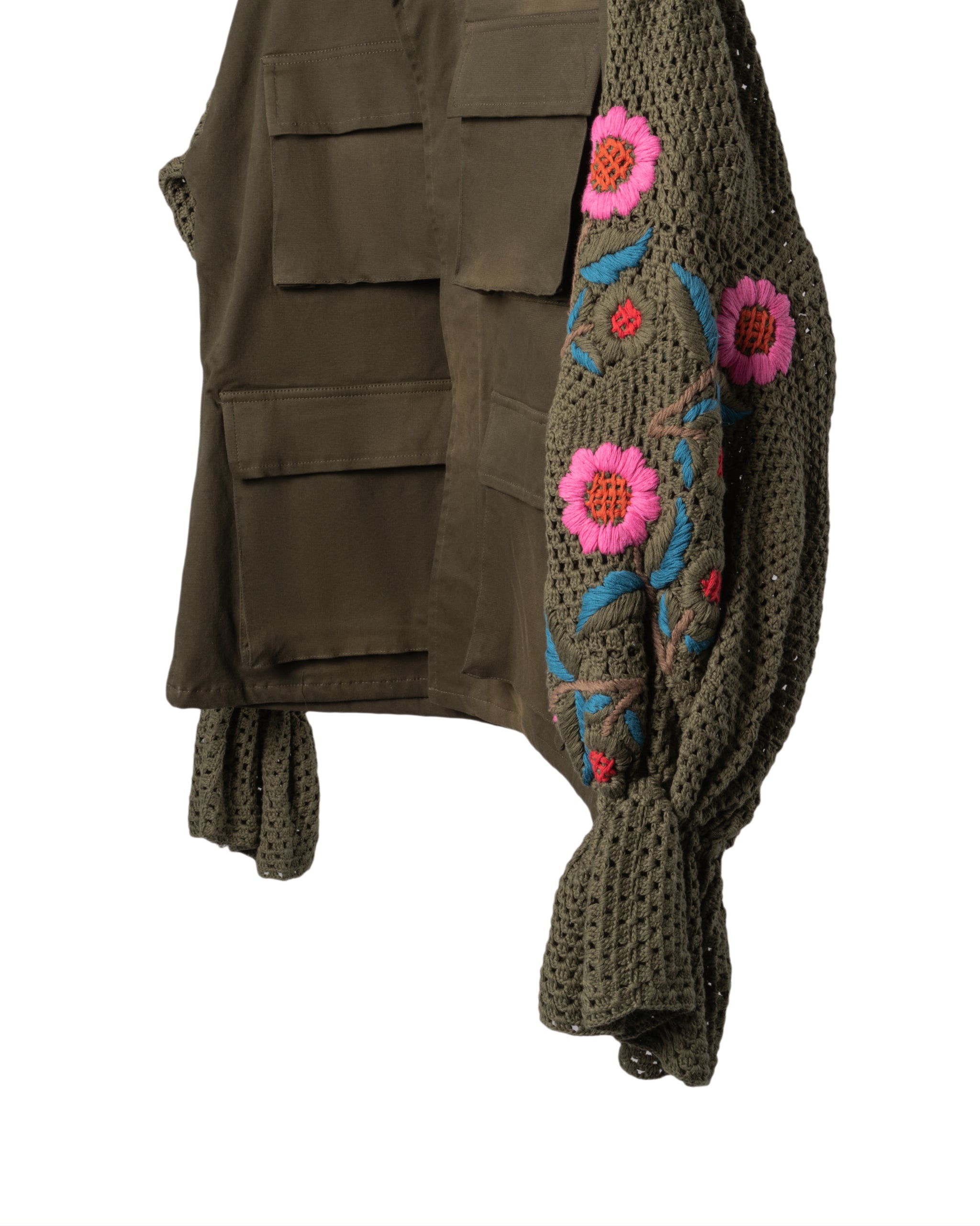 FLOWER KNITTED SLEEVES JACKET