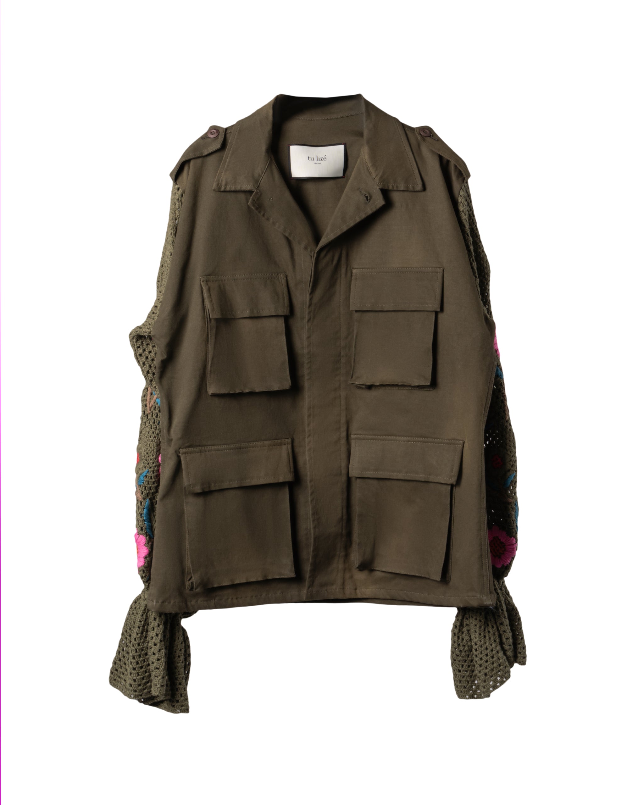 FLOWER KNITTED SLEEVES JACKET