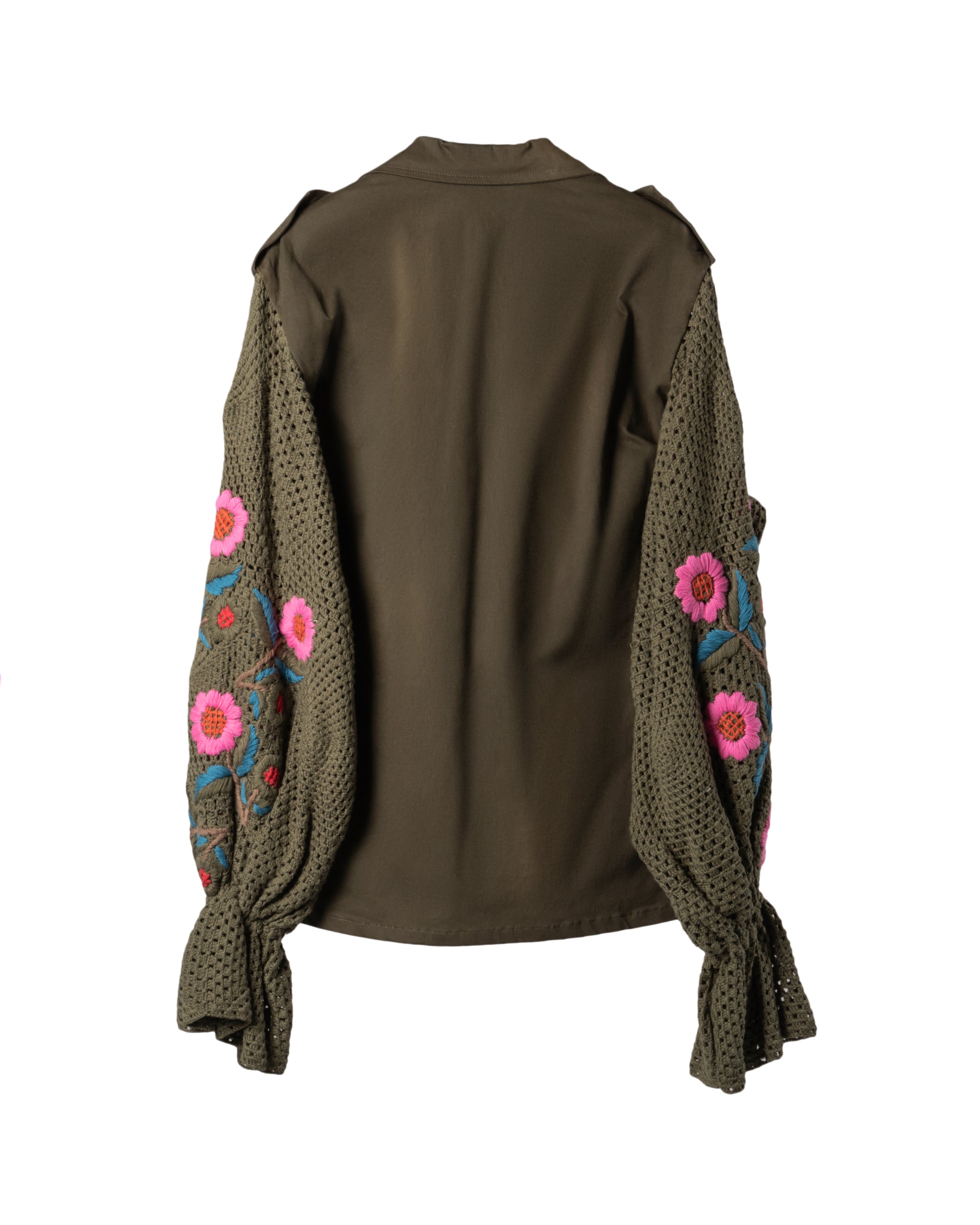 FLOWER KNITTED SLEEVES JACKET