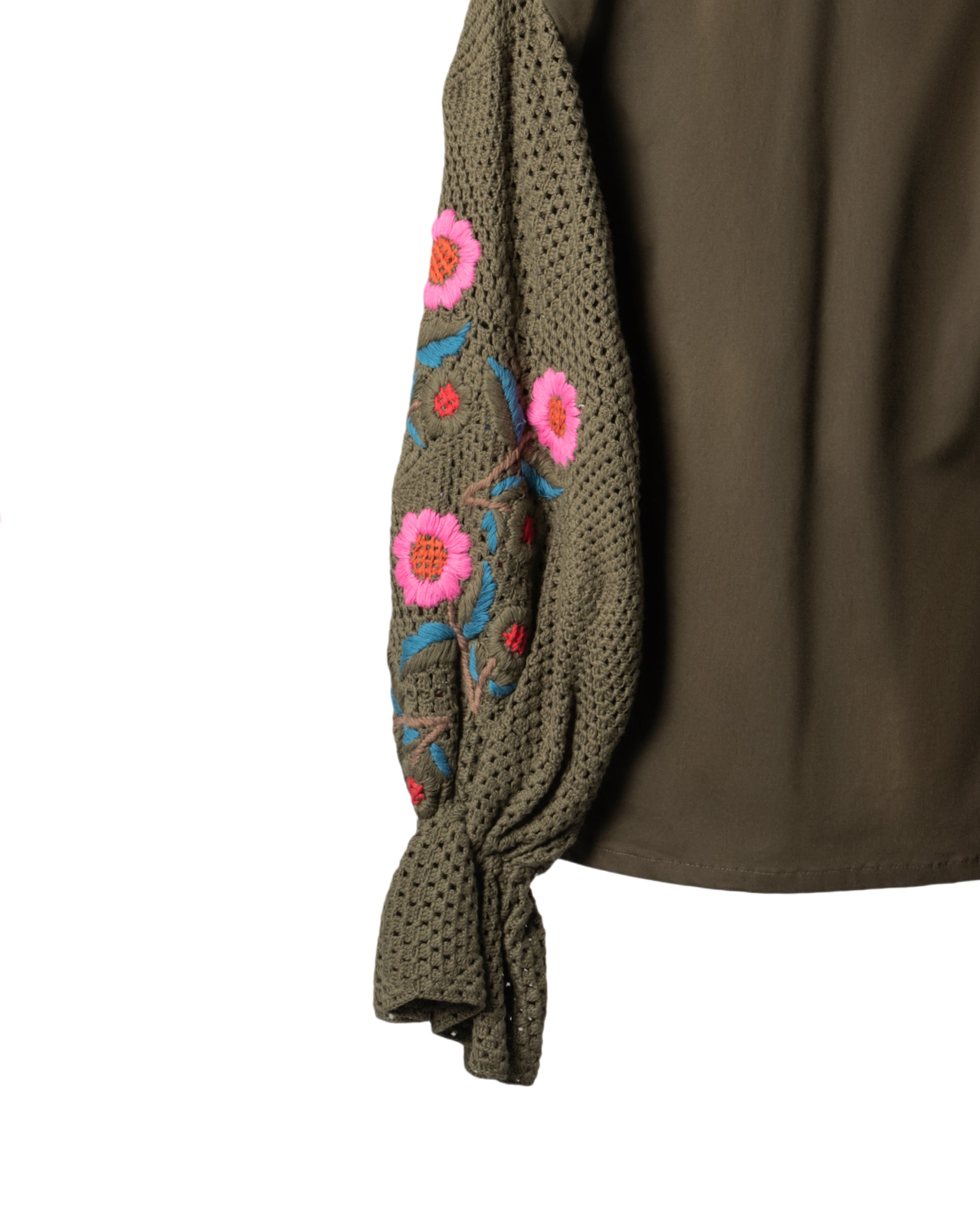 FLOWER KNITTED SLEEVES JACKET
