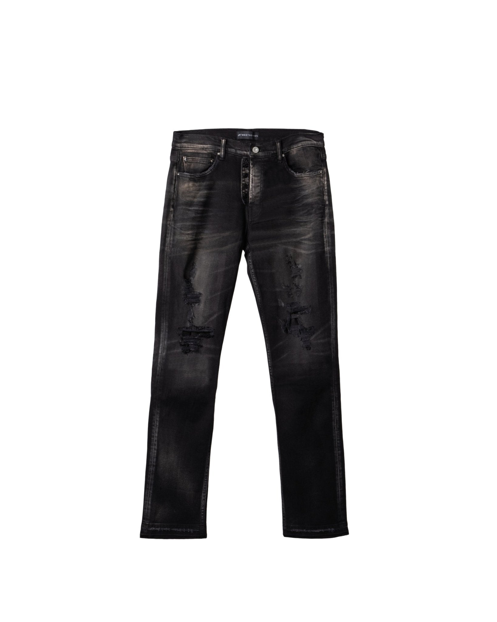 ART MEETS CHAOS | SLIM FIT DESTROYED JEANS - Denim ARTMEETSCHAOS