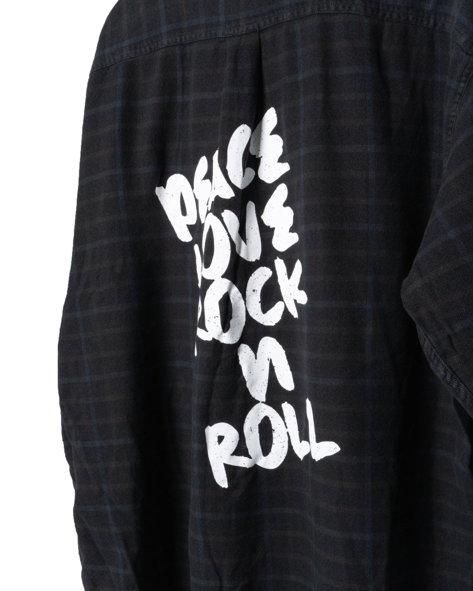 SOJARA | VINTAGE US FLANNEL PEACE LOVE ROCK & ROLL SHIRT-Shirts SOJARA