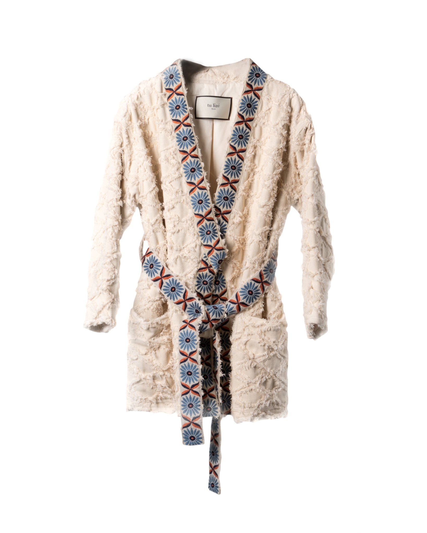 TU LIZE | WHITE TRIM KIMONO - Coats & Jackets TULIZE